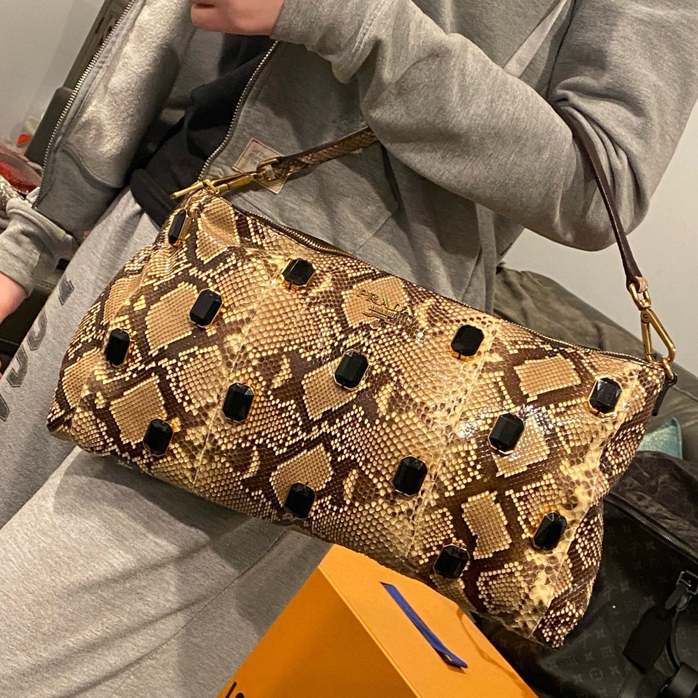 Prada Python Evening Bag / Clutch With Jewels